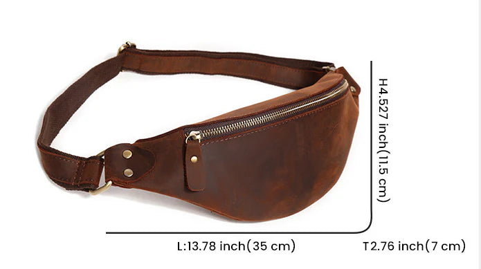 Premium one-shoulder cowhide crossbody bag for men in various colours, featuring a spacious main compartment and multiple pockets for organised storage.
