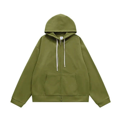 A premium British cotton and polyester hoodie jacket with a zip-up design, featuring a relaxed, oversized fit for everyday comfort and style.