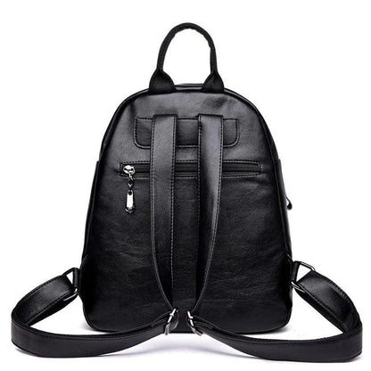 Elegant Korean PU Leather Backpack in a sleek, vertical square design with colour contrast details