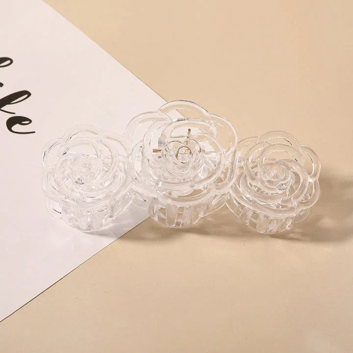 Elegant rose-shaped hair accessory made from premium acrylic and alloy materials for a sophisticated and fashionable look