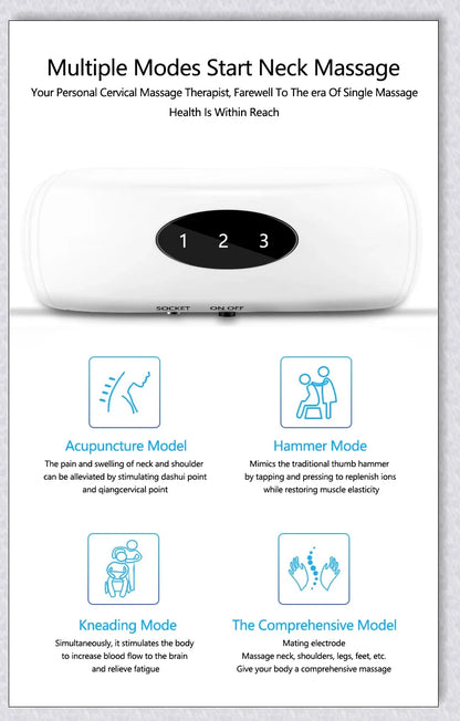A wireless neck massager with an adjustable design for targeted neck pain relief and muscle relaxation.