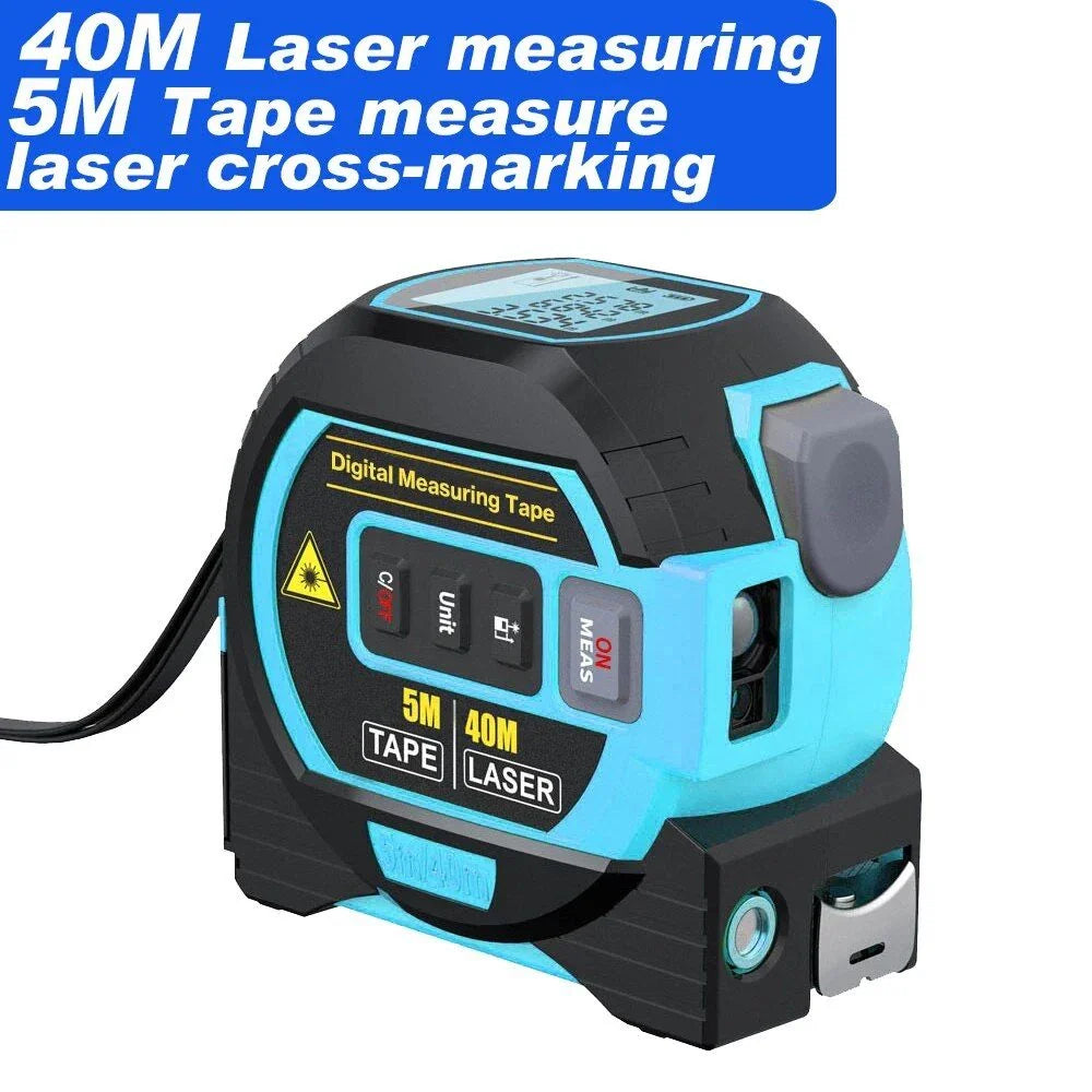 Premium Laser Distance Meter with 5m Tape Measure and Cross-Marking Functionality