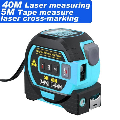 Premium Laser Distance Meter with 5m Tape Measure and Cross-Marking Functionality