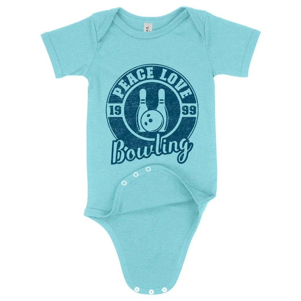 Comfy bowling-themed onesie for newborn babies, featuring a flexible fit and convenient design
