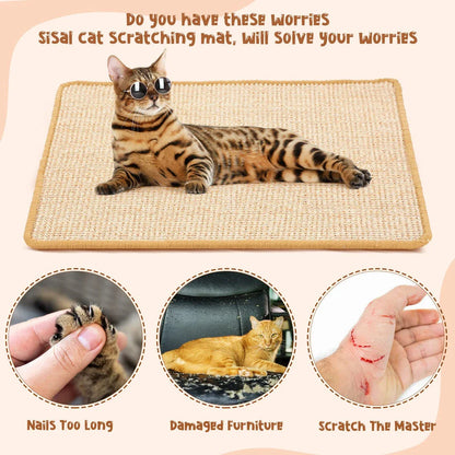 Premium cat scratching mat made with durable sisal fibres, available in multiple sizes to protect furniture from scratches