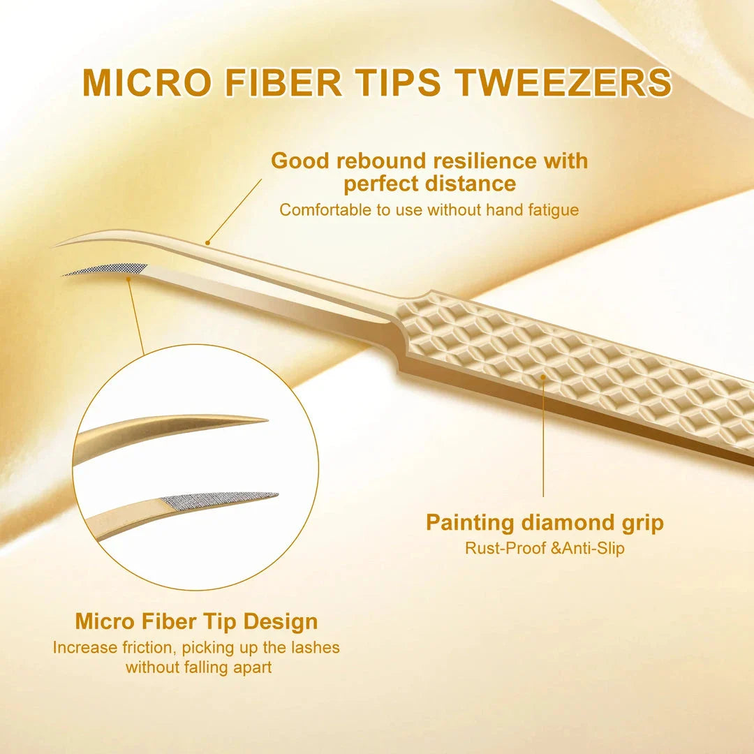 Premium Precision Fibre Tip Eyelash Extension Tweezers in Black with Straight Design