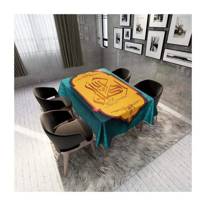Elegant Muslim Ramadan table cloth with intricate Islamic-inspired design in various size options