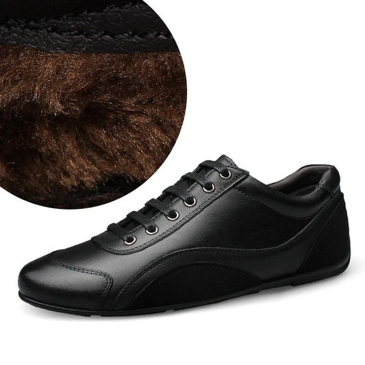 Soft, durable cowhide leather shoes with a rounded toe and car-stitch detailing for a sophisticated business casual look.