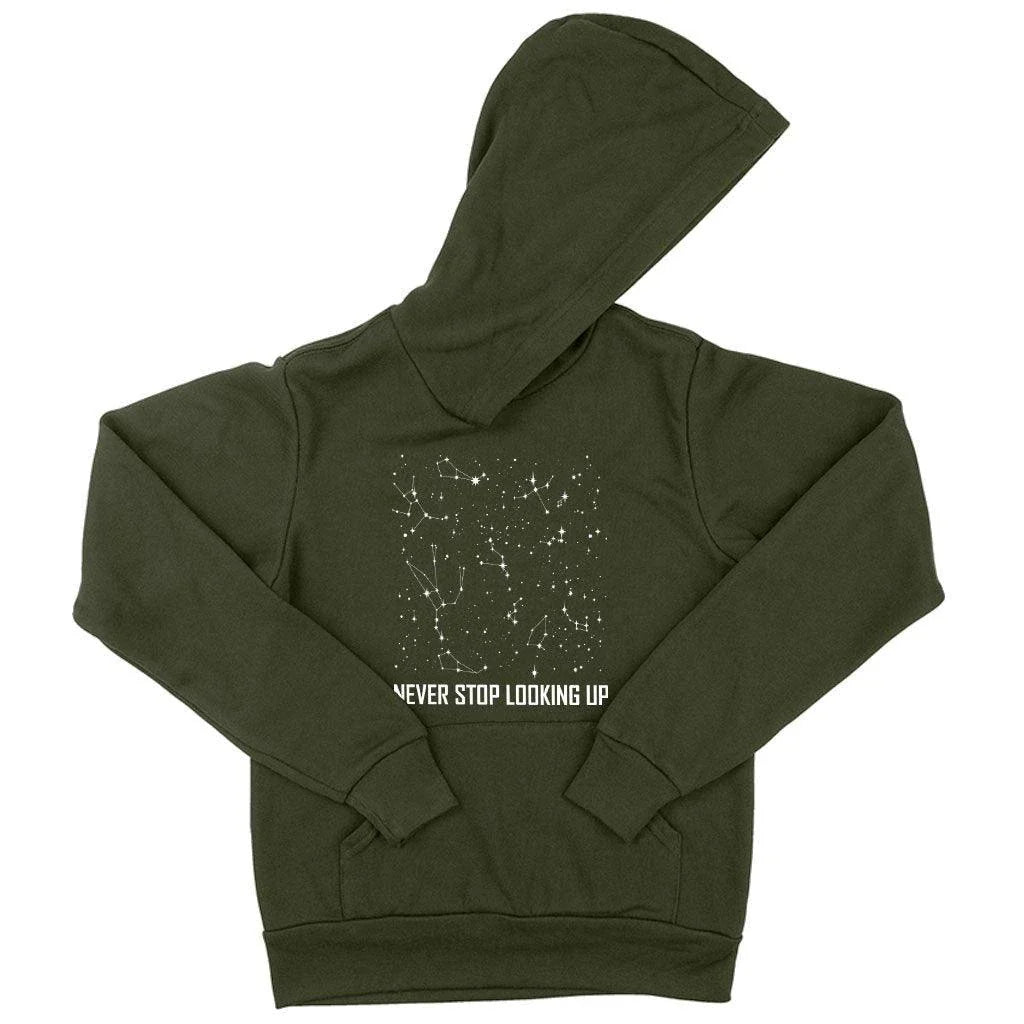 Kids' Constellation Stars Hoodie in Dark Gray Heather, made with premium Airlume cotton blend for cosy comfort