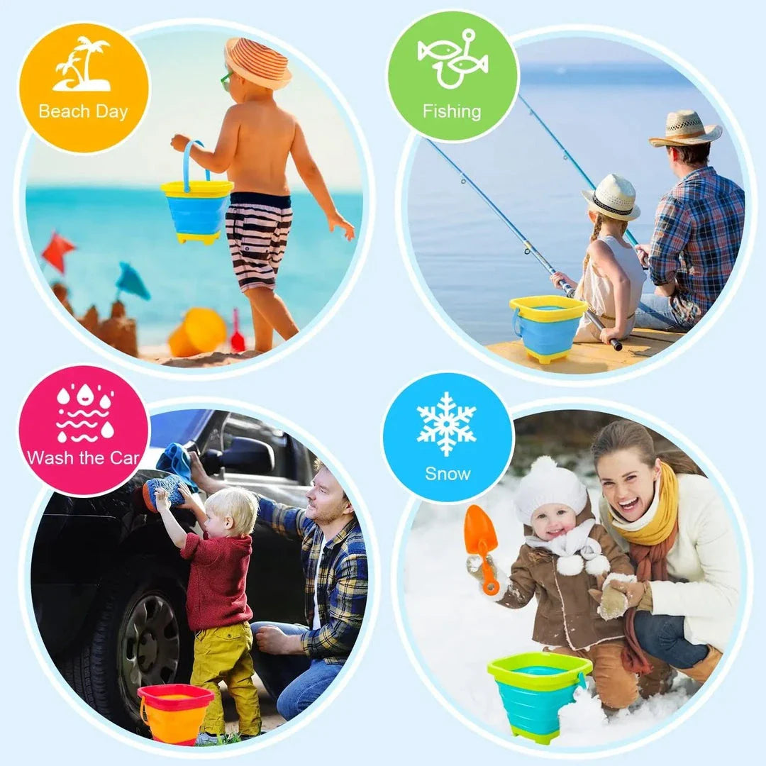 Collapsible Silicone Beach Bucket for Kids - Portable and Durable Summer Essential