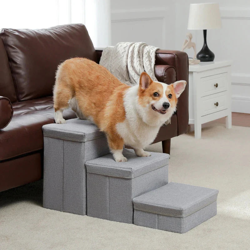 Durable 2-in-1 Pet Steps & Storage Ladder for Dogs and Puppies, made of high-quality wood with a hidden storage compartment