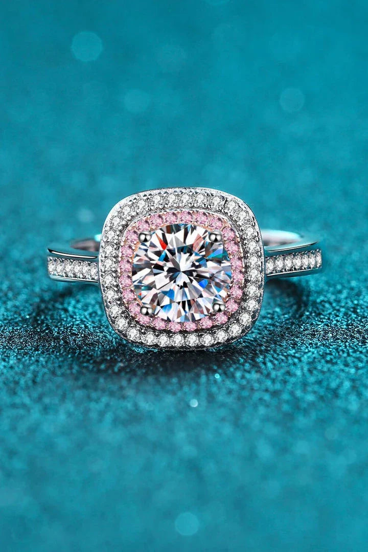Elegant moissanite ring in 925 sterling silver with rhodium plating and zircon accents, designed for everyday sophistication.