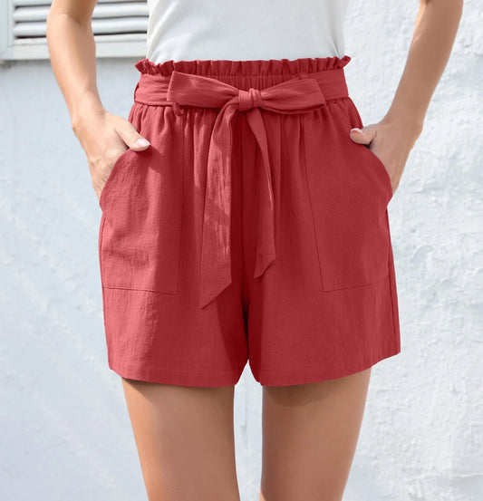 Premium Summer Shorts with Ruffled Waist Tie - Stylish and Comfortable Women's Clothing