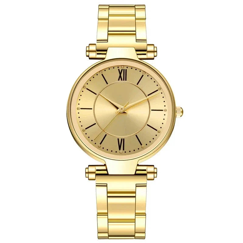 Exquisite rose gold stainless steel ladies' quartz watch with a classic, elegant design