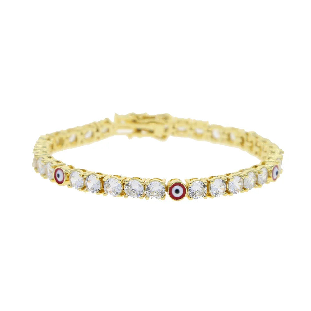 Elegant 5mm zircon tennis bracelet in silver or gold with adjustable length options