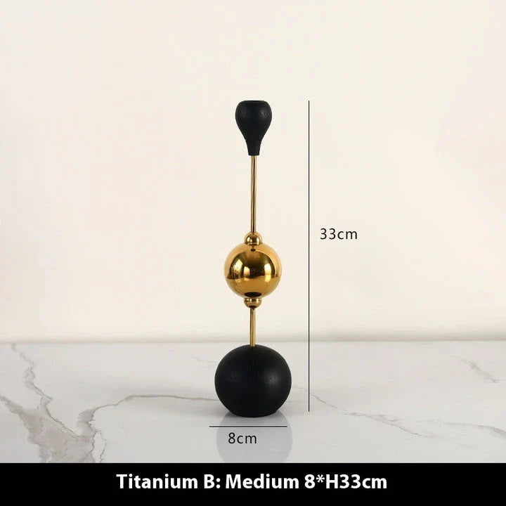 Elegant stainless steel and wooden candlestick set with a captivating design that creates a soothing ambience in any living space