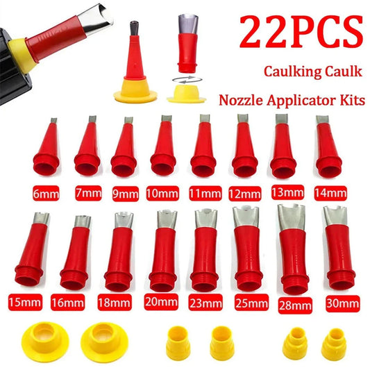 Premium Stainless Steel Caulk Nozzle Applicator Set with a variety of nozzle sizes for home DIY and renovation projects