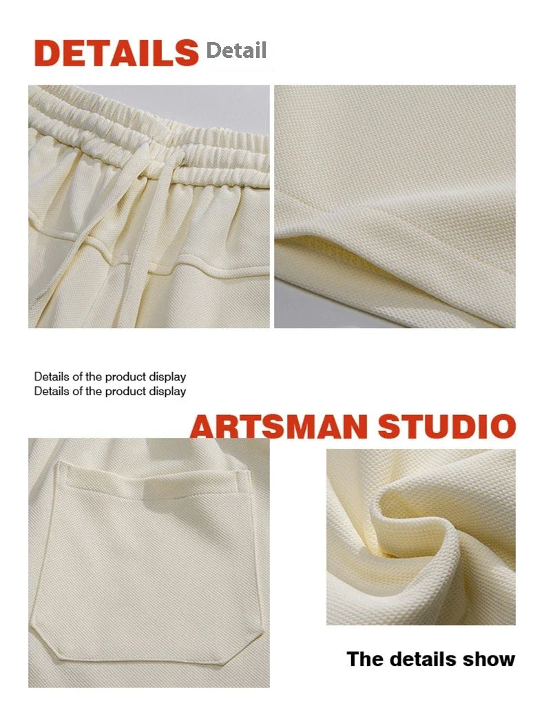 Premium straight-fit drawstring trousers in white, khaki, and black colours for stylish British men