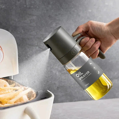 250ml High Borosilicate Glass Oil Spray Bottle with Ergonomic Handle and Eco-Friendly Lid