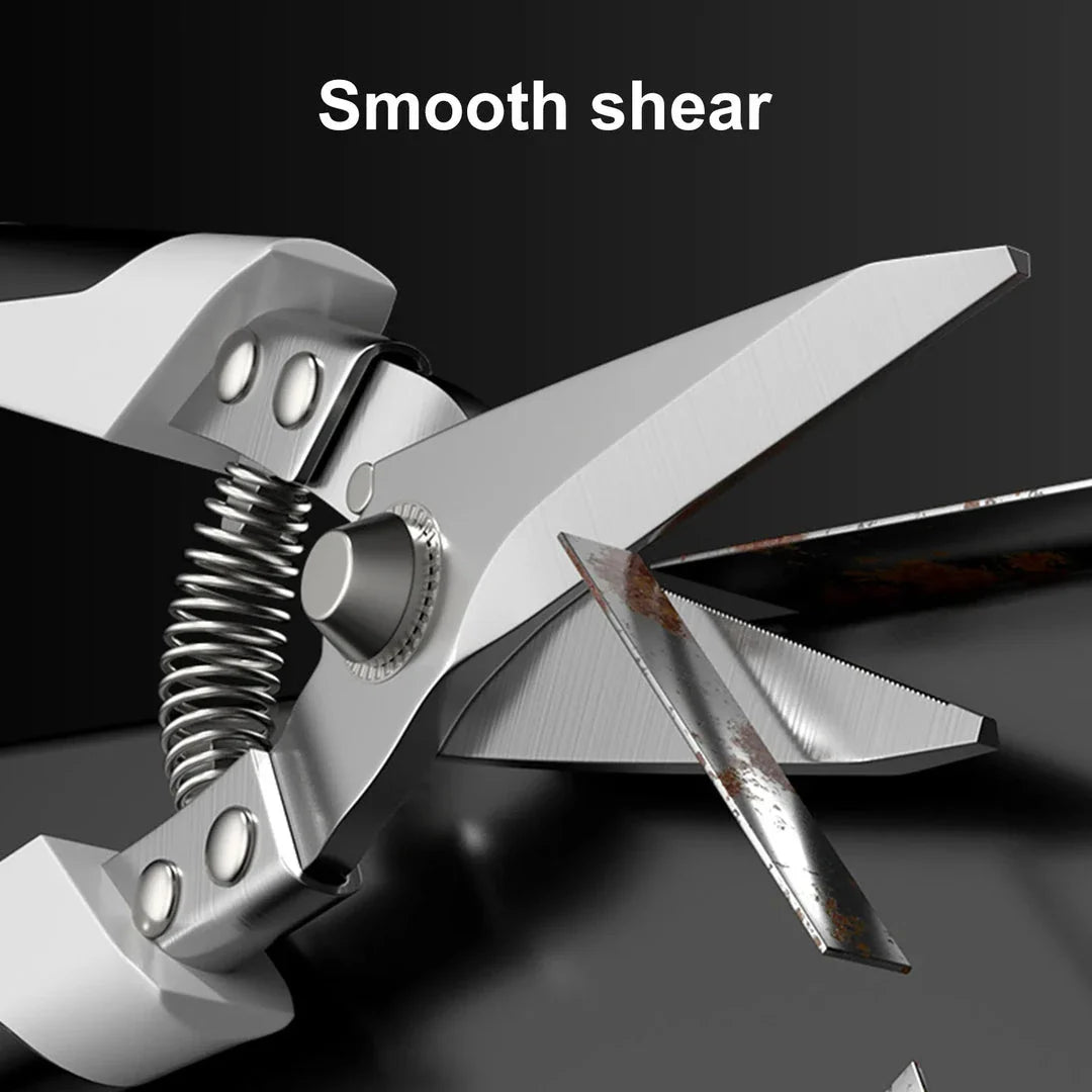 Premium Multi-Directional Metal Sheet Cutting Scissors with stainless steel blades and ergonomic rubber handle