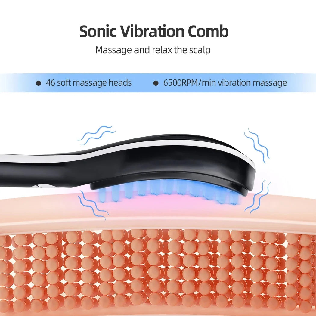 A sleek and compact electric scalp massager with micro-current stimulation and blue/red light therapy for promoting hair growth and scalp health