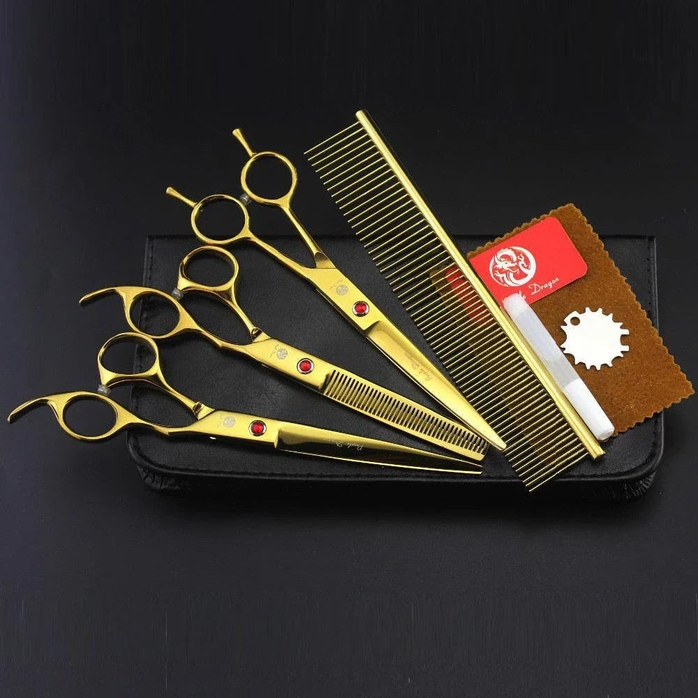 Premium Stainless Steel Pet Grooming Tools Set with Precision-Ground Scissors, Ergonomic Handles, and Comprehensive Accessories