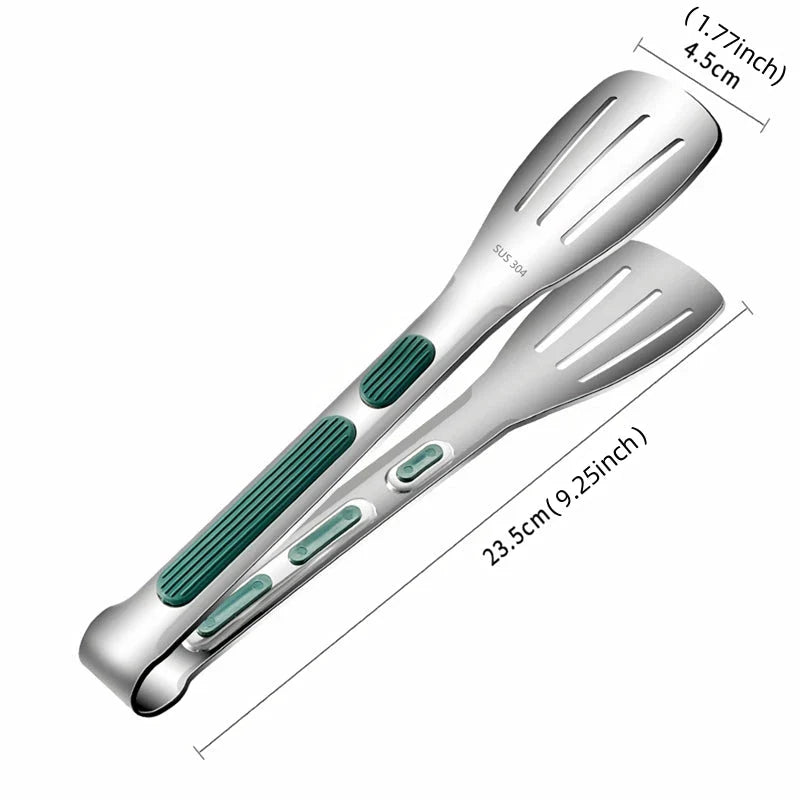 Premium non-slip stainless steel food tongs with ergonomic design for safe and efficient cooking and serving in the kitchen
