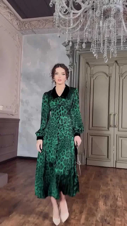 A stylish leopard print dress with a waist-trimming design, perfect for adding a touch of feline fierceness to your wardrobe.