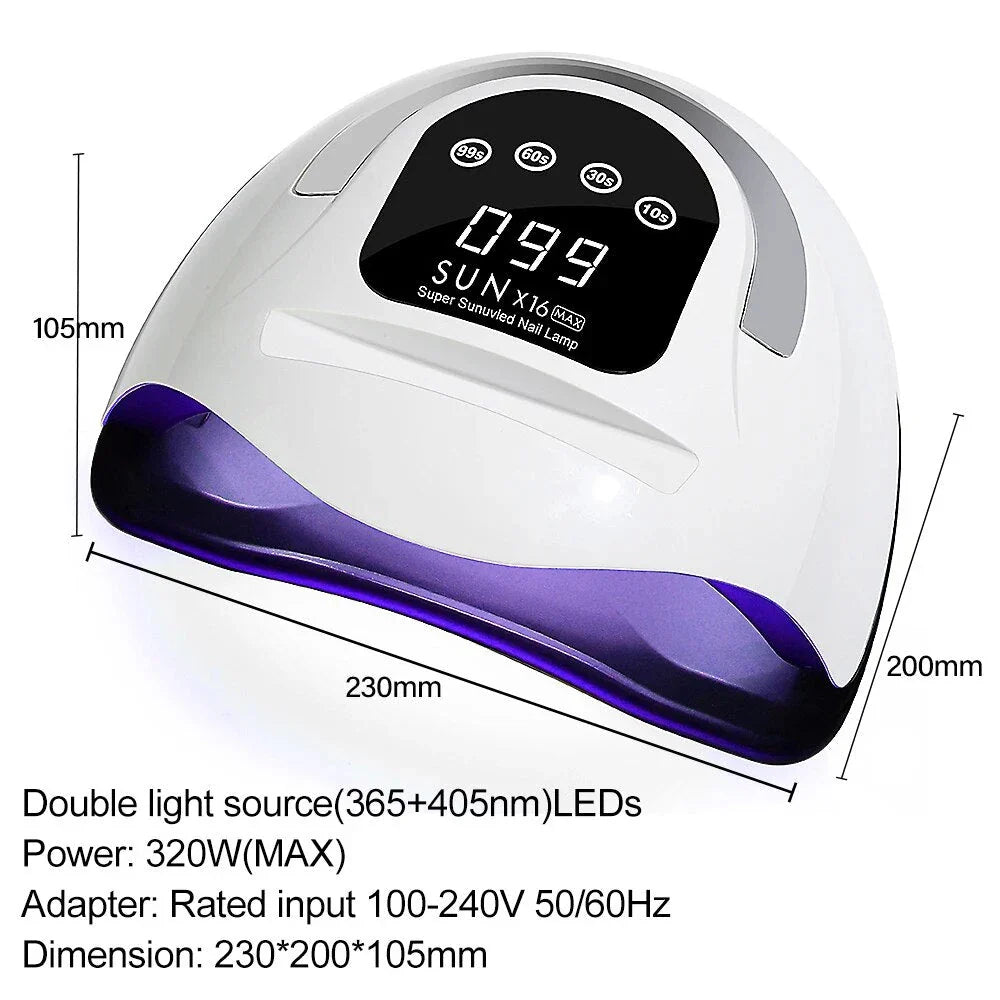 Trendha 320W High Power UV LED Nail Lamp with 4 Timers and Smart Sensor for Salon-Quality Nails at Home