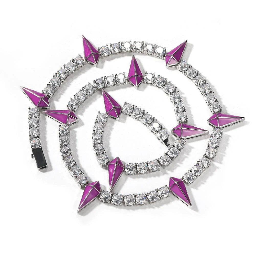 Premium men's zircon necklace with a sleek, geometric design and sparkling stones