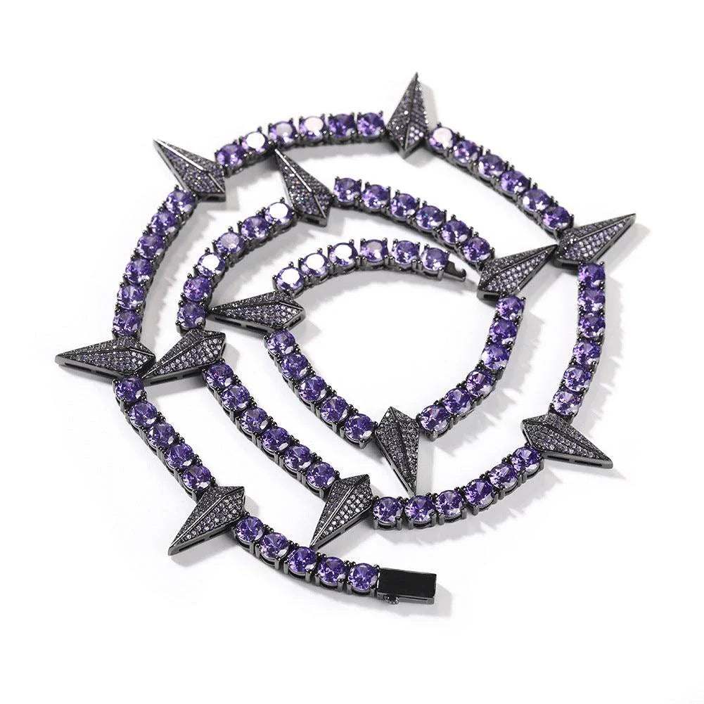 Premium men's zircon necklace with a sleek, geometric design and sparkling stones