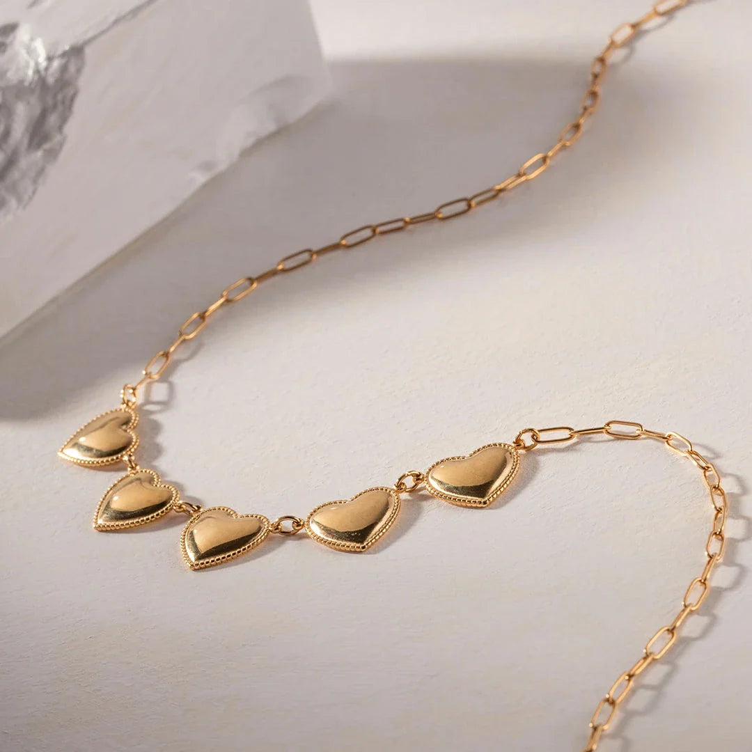 Elegant 18K gold-plated heart pendant necklace made from premium stainless steel