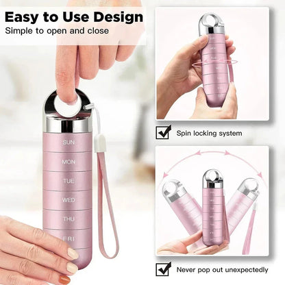 Portable Waterproof Metal Weekly Pill Box Organiser - Durable, Waterproof, and Compact Design