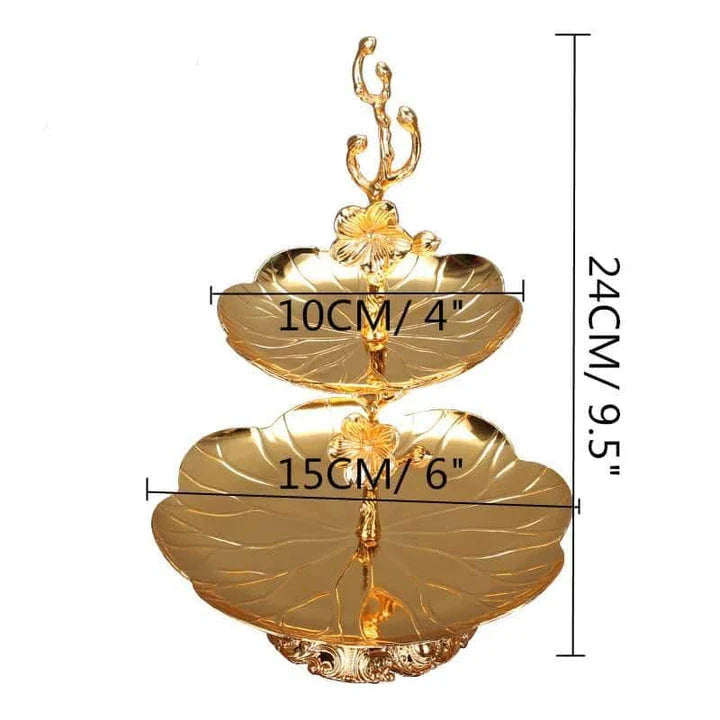 Elegant gold wedding cake stand with a sleek and sturdy metal construction, perfect for showcasing your wedding cake in style.