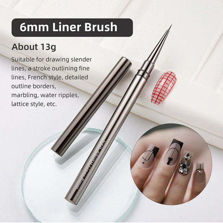 Premium metal nail art brushes in various sizes for intricate designs and patterns