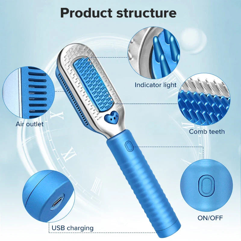 Cold Comb Electric Hair Straightener and Curler with digital temperature control and 360° rotatable cord