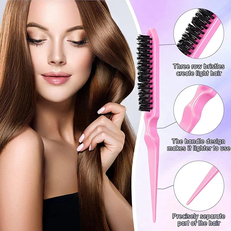 Premium 8-Piece Professional Hair Styling Comb Set with Salon Teasing Brush, Triple Teasing Comb, Rat Tail Comb, and Duckbill Hair Clips