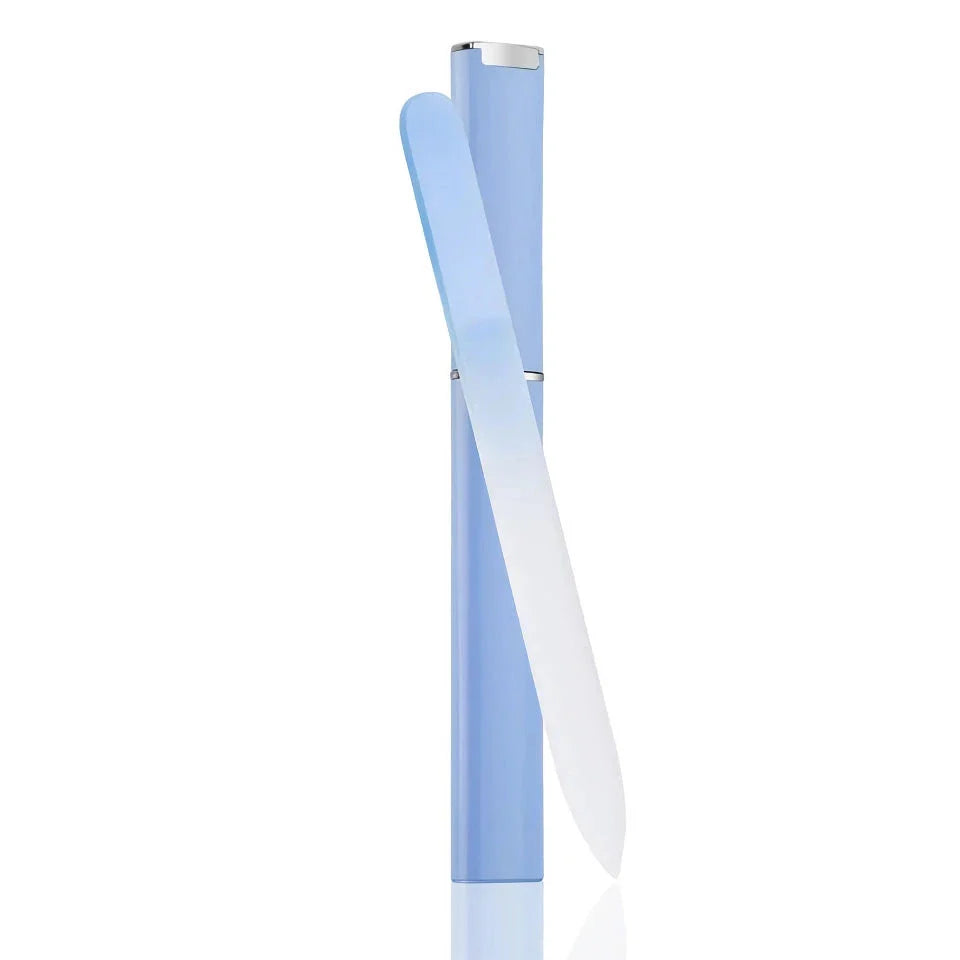 Premium British glass nail file with protective case for healthier, smoother nails