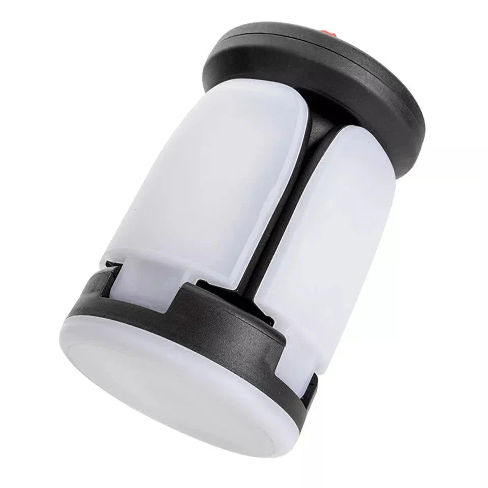 A 1000 lumen rechargeable solar LED camping lantern with a foldable design and versatile lighting modes