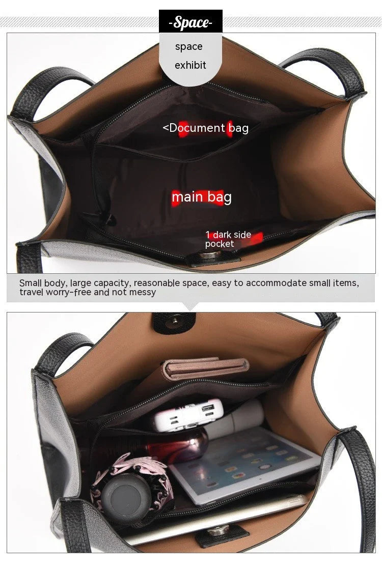 Premium large capacity tote bag for women with three-dimensional pockets, soft PU material, and pillow-shaped design for comfortable commuting