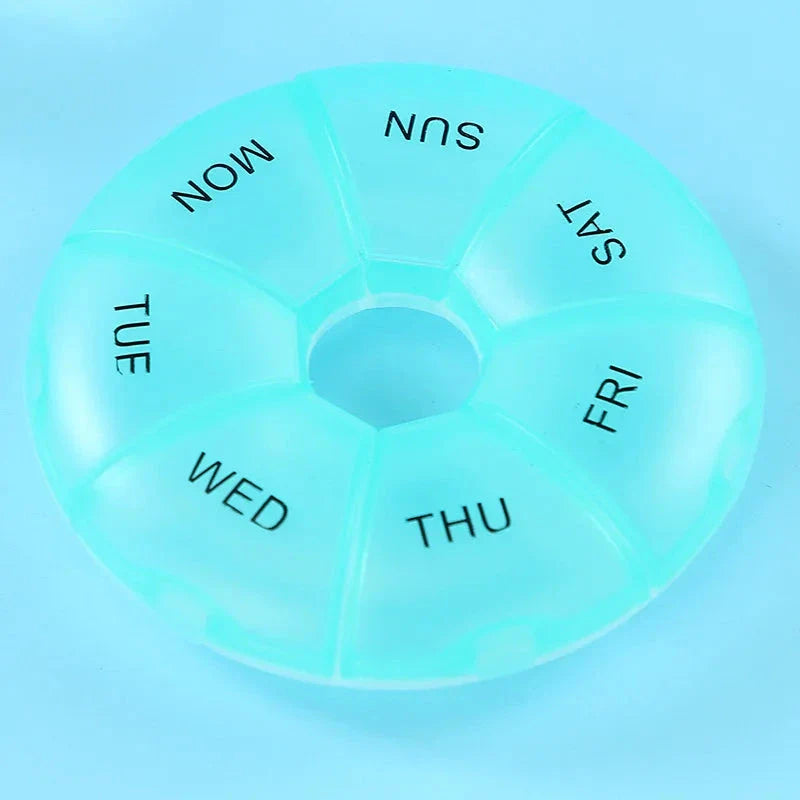 Compact 7-Day Pill Organiser with Yellow Lid - Portable Travel Case for Tablets and Medications