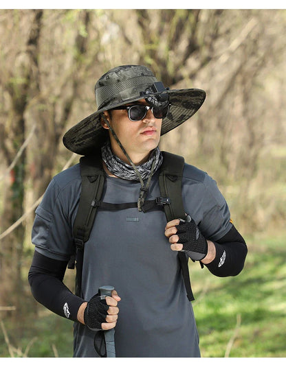 Versatile outdoor sun hat made of premium nylon fabric, providing sun protection and breathability for hiking, climbing, and fishing activities
