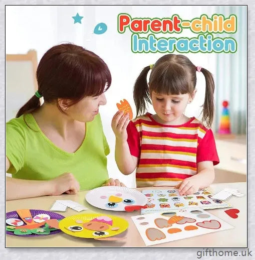 Colourful animal paper plate craft kit with various 3D paper plate animals