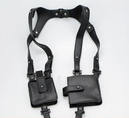 Premium black cowhide underarm wallet and mobile phone bag with adjustable shoulder strap, designed for secure and stylish storage of daily essentials