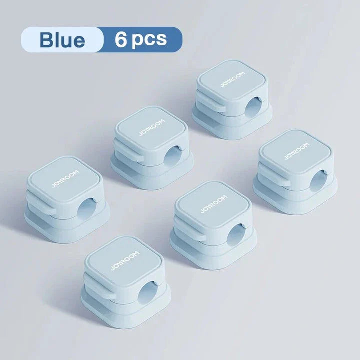 6-pack magnetic cable clips organiser with adjustable cord holder for desk, car, and home use