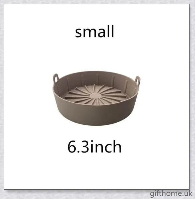 Premium silicone air fryer pot in brown and grey colours, suitable for various air frying and cooking tasks