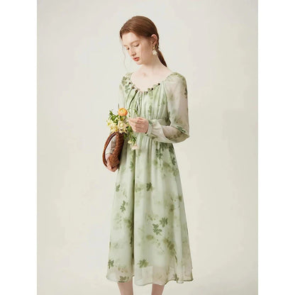 Elegant Chinese-Style Romantic Dress for Women in Creamy-White Colour