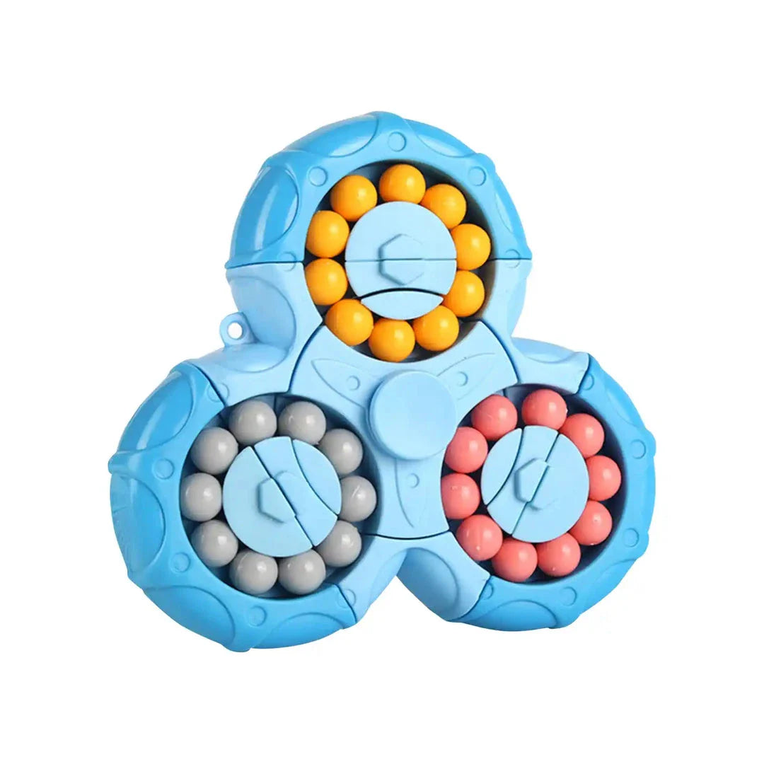Colourful rotating puzzle cube designed to boost IQ, enhance concentration, and provide stress relief for children and adults.