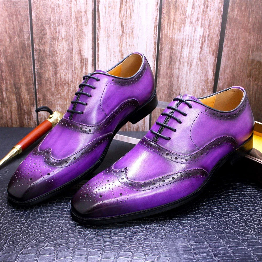 Premium British-style brogue leather dress shoes for men, featuring exquisite craftsmanship, durable construction, and a sophisticated, versatile design.