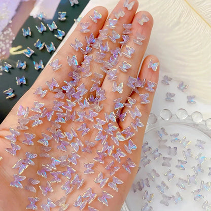 Captivating Aurora Butterfly Nail Charms with a mesmerising reflective effect, perfect for elevated DIY nail art